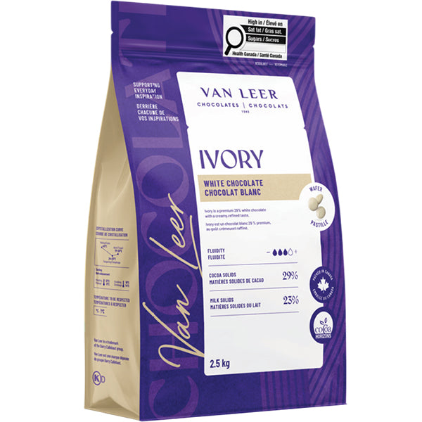Van Leer Ivora White Chocolate Wafers — 2.5 kg