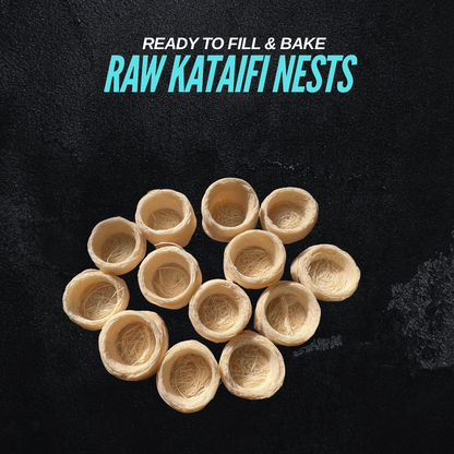Raw kataifi nest cups, ready to fill and bake