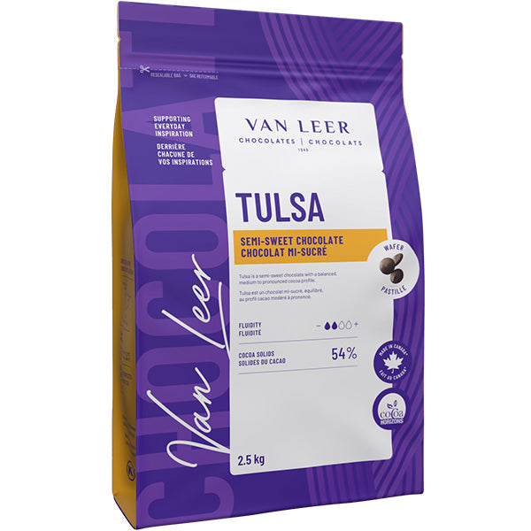 Van Leer Tulsa Semi-Sweet Dark Chocolate Wafers — 2.5 kg