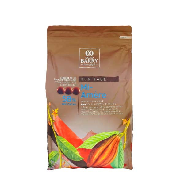 Cacao Barry Mi-Amère 58% Semi-Sweet Chocolate Pistoles — 5 kg