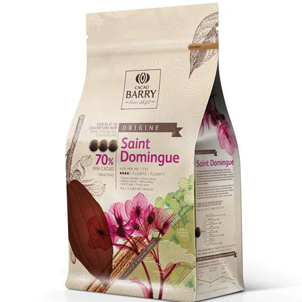 Cacao Barry Saint Domingue 70% Dark Chocolate Pistoles — 1 kg