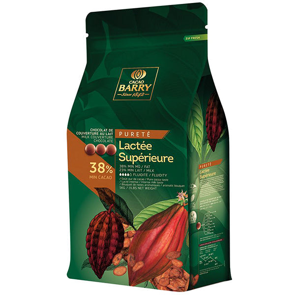 Cacao Barry Lactée Supérieure 38% Milk Chocolate Pistoles — 5 kg