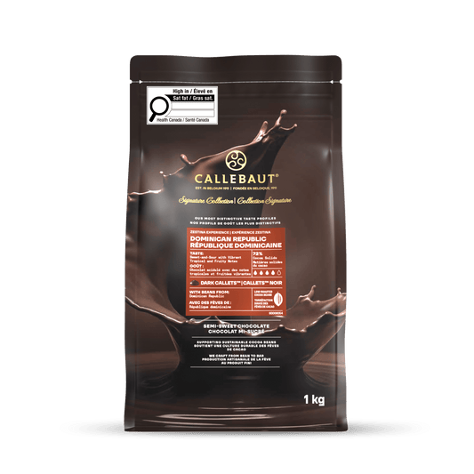 Callebaut Signature Collection Dominican Republic 72% dark chocolate pistoles, 1 kg bag