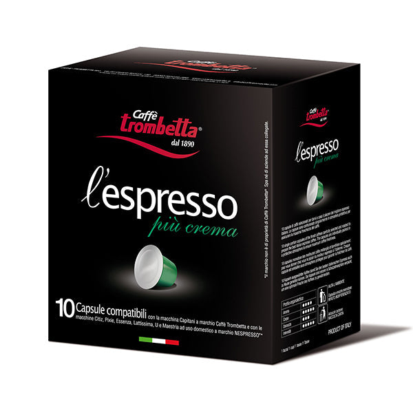 Caffe Trombetta Espresso Piu Crema Capsules — 10 pk