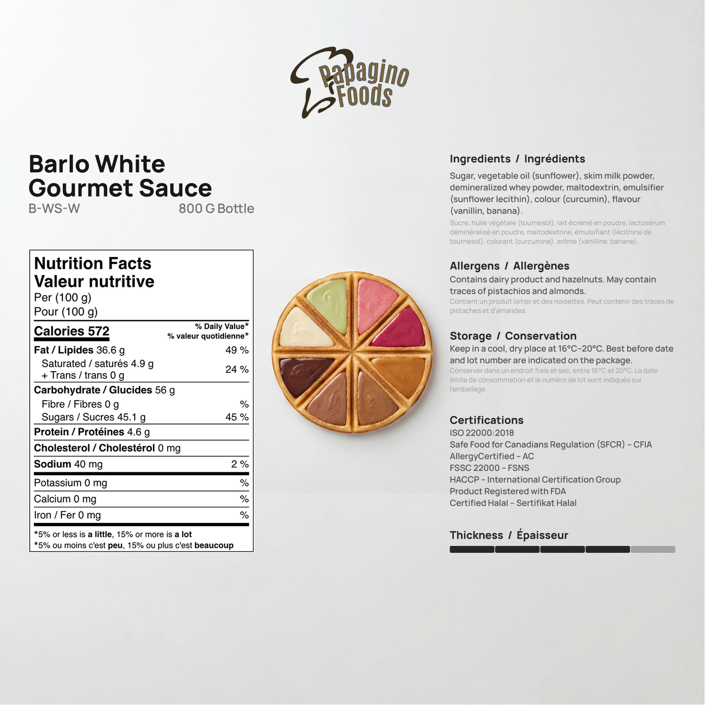 Barlo White Chocolate Gourmet Sauce — Bundle 3 x 800 g